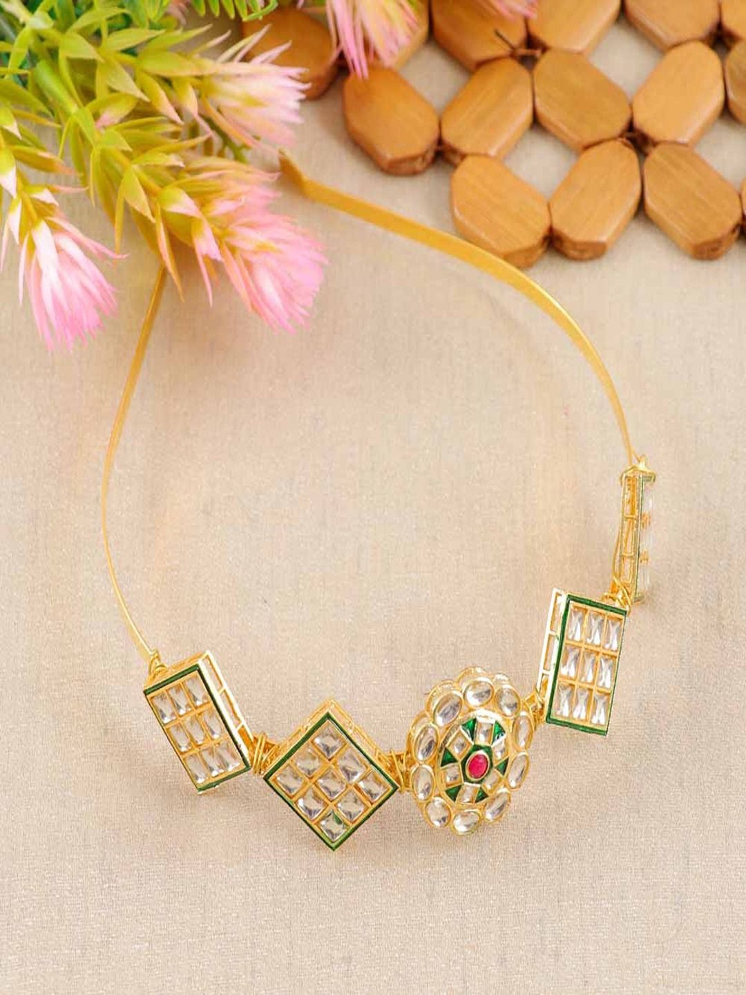 

Anouk Gold-Plated Artificial Stones Studded Sheeshphool Head Jewellery