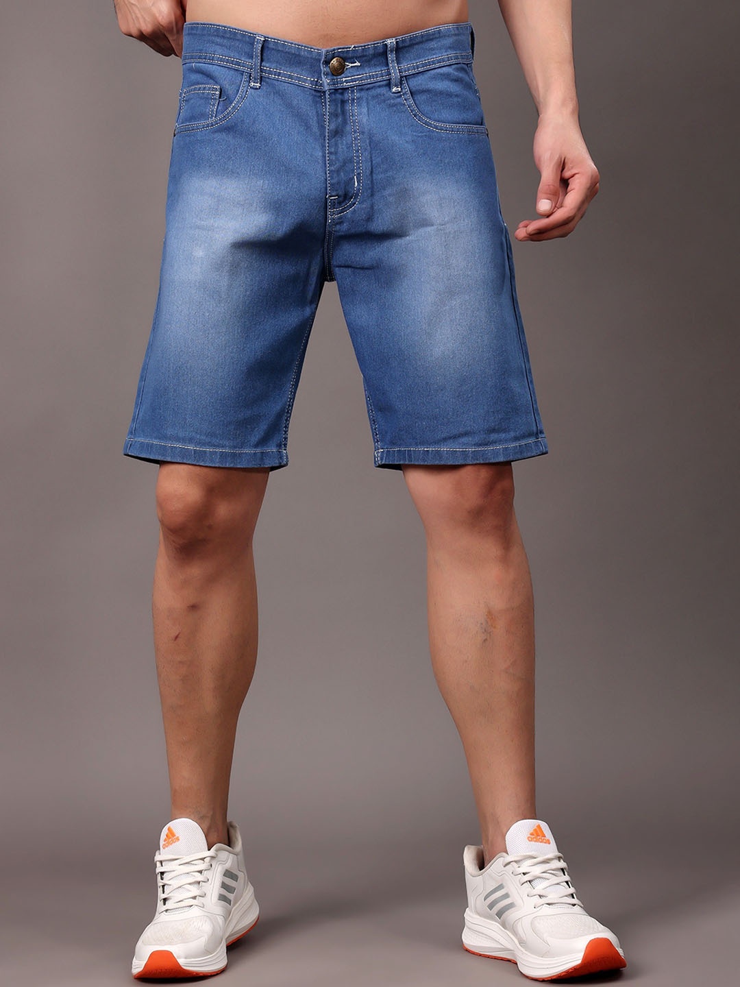 

ZAYSH Men Regular Fit Mid-Rise Denim Shorts, Blue