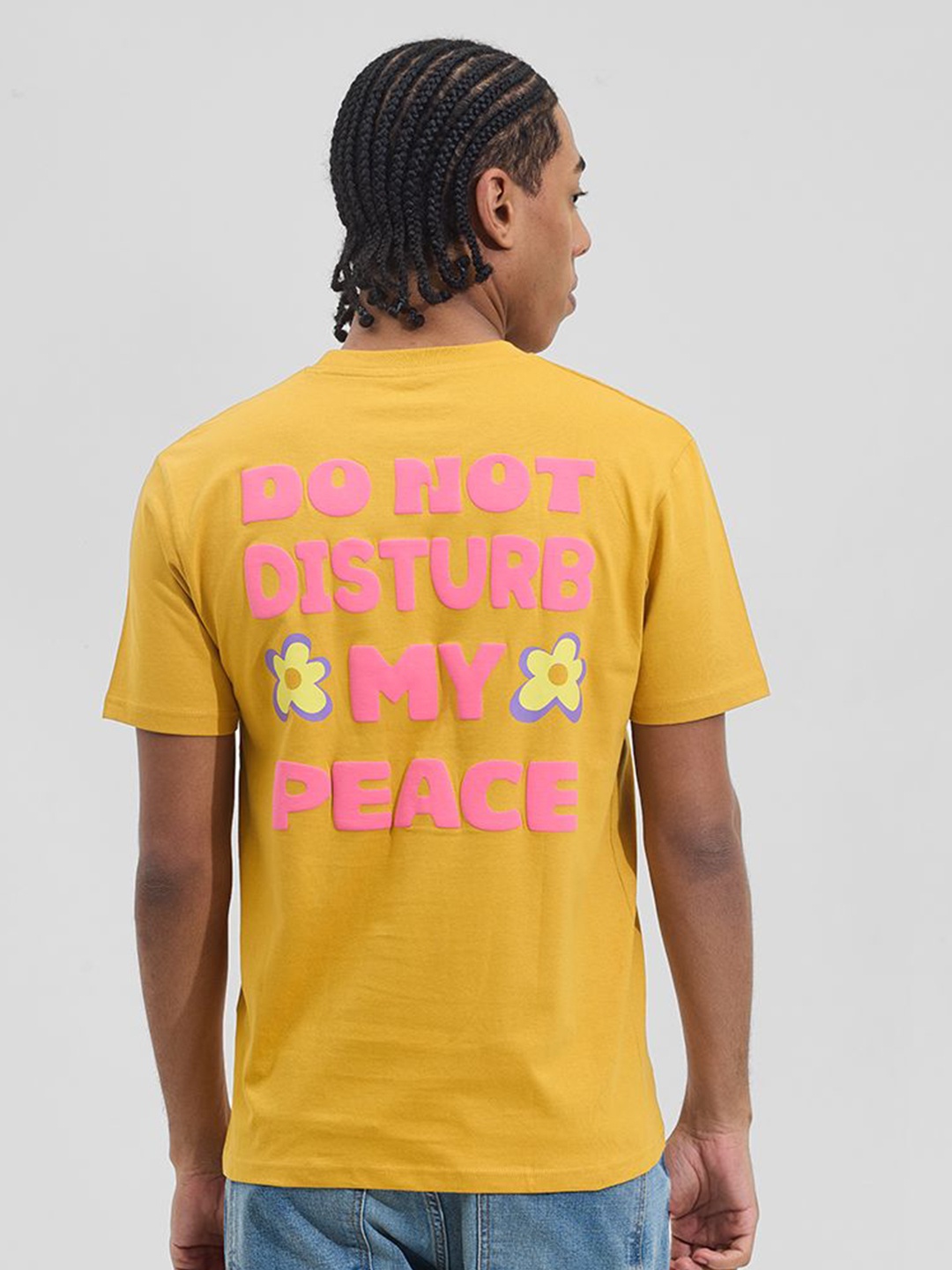 

Snitch Men Typography Printed Round Neck Cotton T-shirt, Mustard