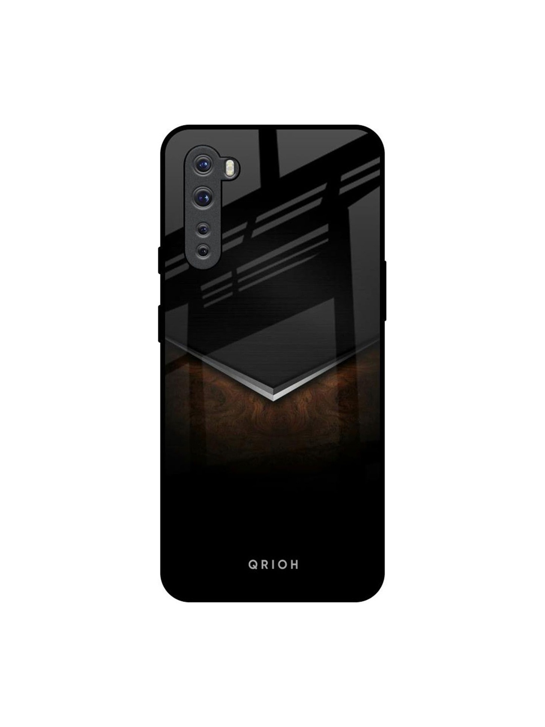 

QRIOH Dark Walnut Real Printed OnePlus Nord Back Case, Black