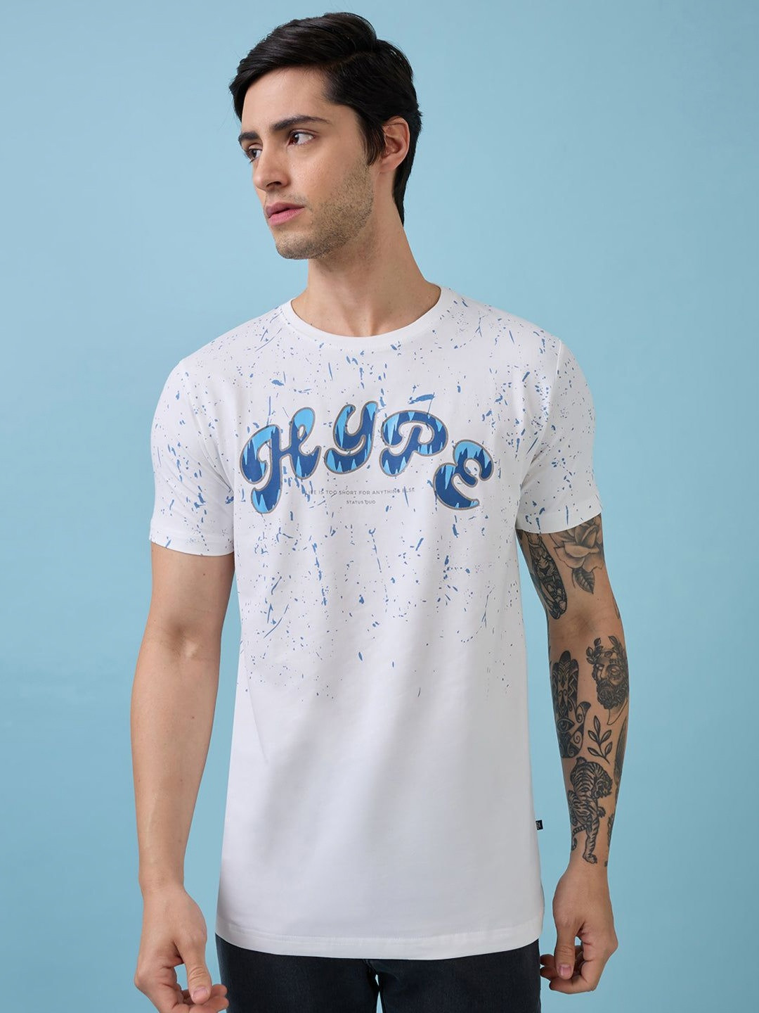 

Status Quo Men Regular Fit Typography Printed Round Neck T-shirt, White