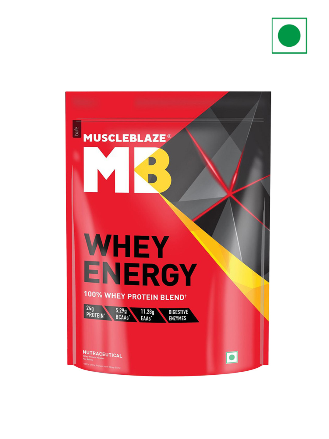 

MuscleBlaze Whey Energy 100% Whey Protein Blend - 2 Kg - Mango Cream, Red