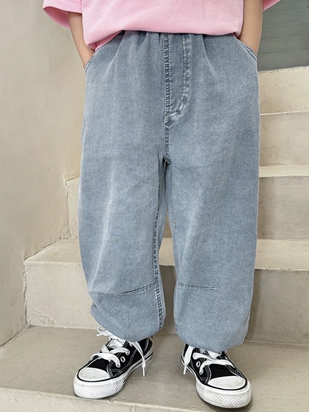 

LULU & SKY Boys Wide Leg Slash Knee Jeans, Blue