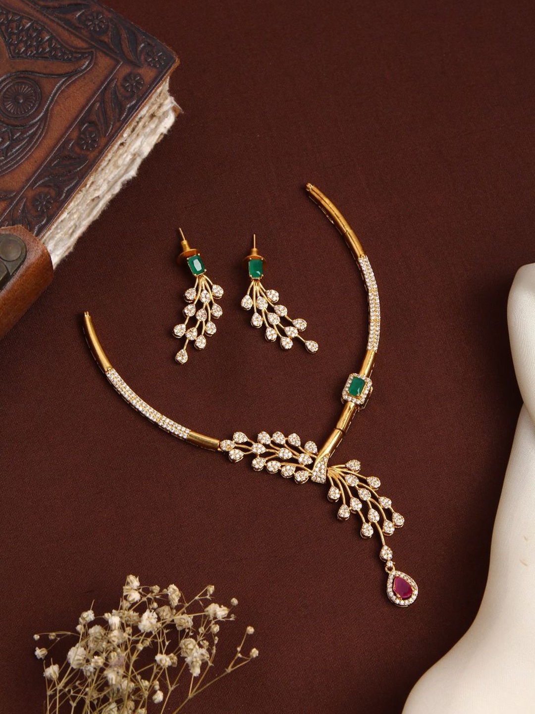 

Kattam Gold Plated Leafy Party Wear Hasli Choker