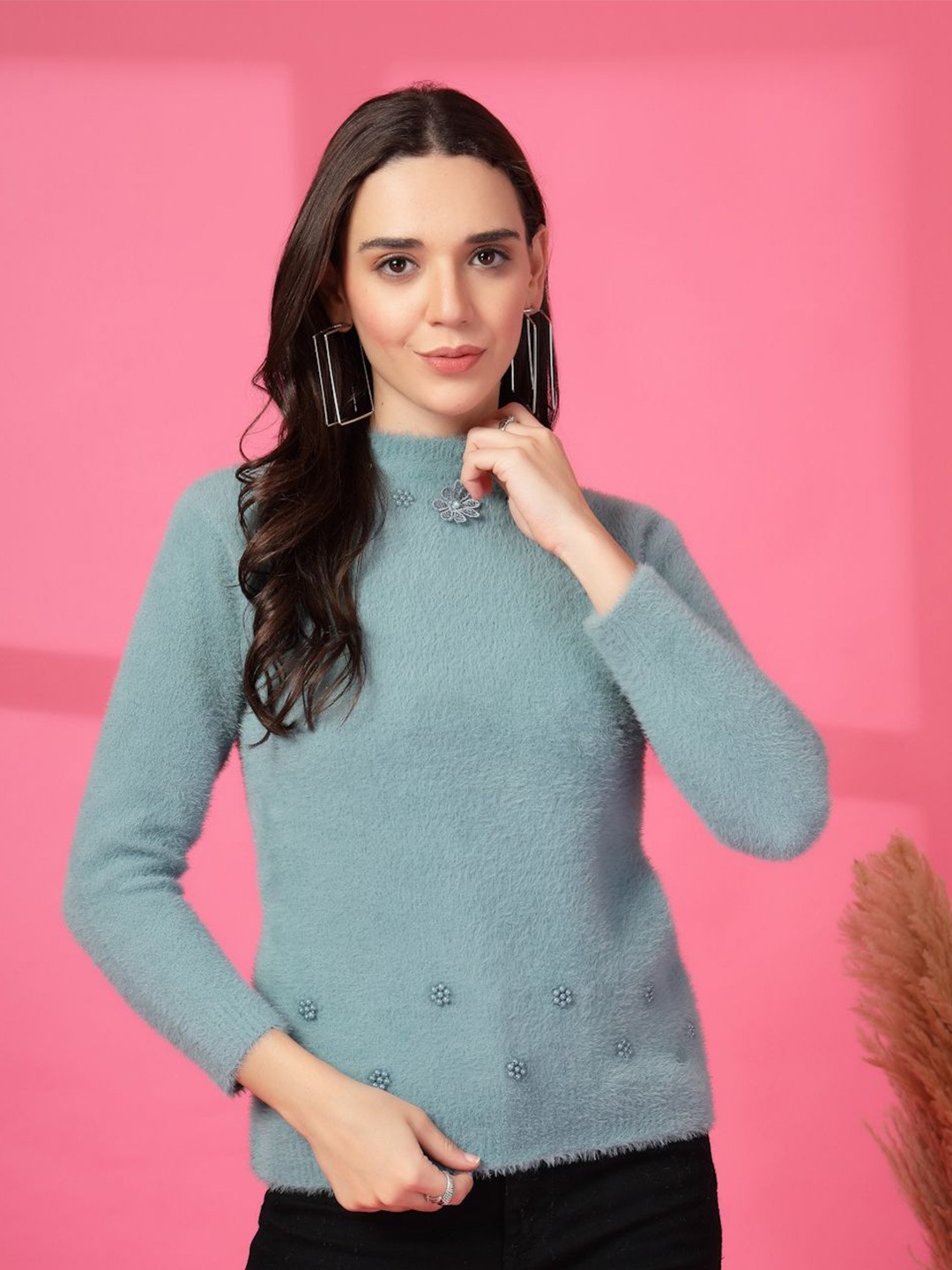 

Moda Rapido Halter Neck Woollen Top, Green