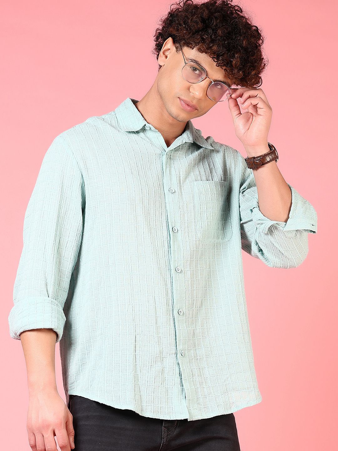 

V-Mart Men Opaque Casual Shirt, Green