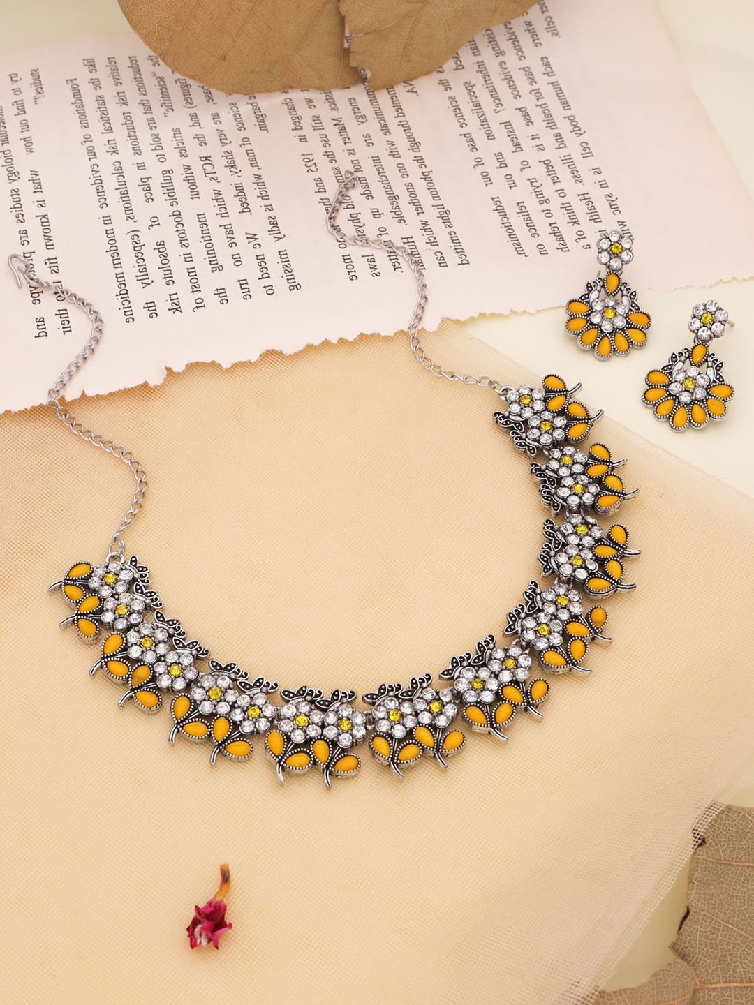 

Anouk Gold-Plated Artificial Stones Studded Necklace And Earrings, Silver
