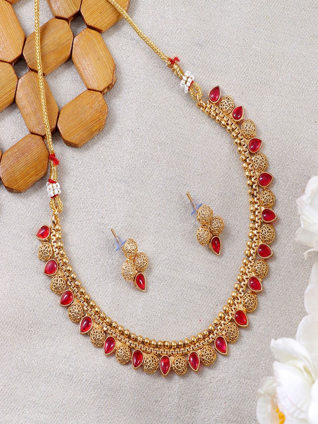 

Anouk Gold-Plated Artificial Stones Studded Jewellery Set