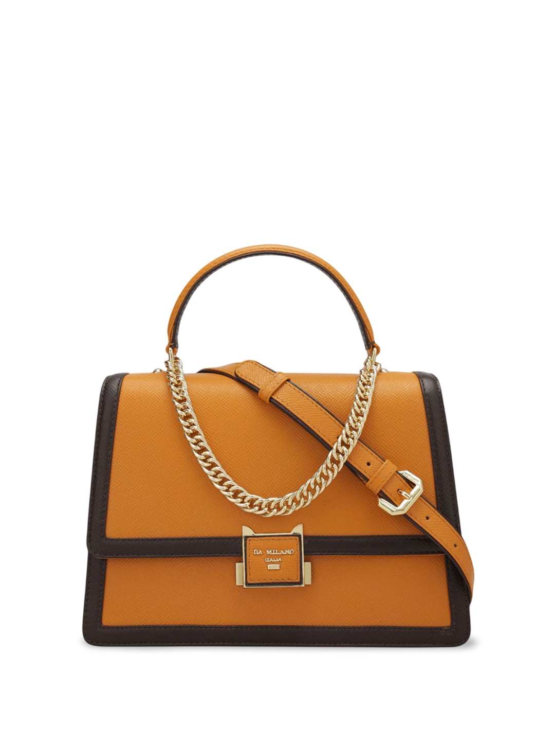 

Da Milano Colourblocked Leather Half Moon Satchel, Red