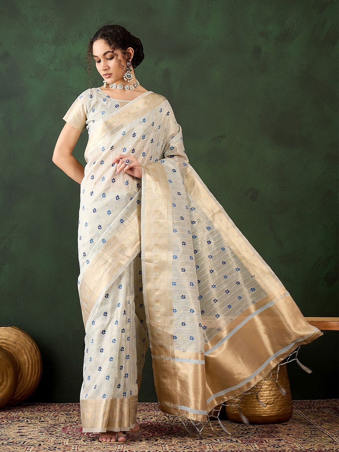 

Maroosh Woven Design Zari Organza Banarasi Saree, Blue