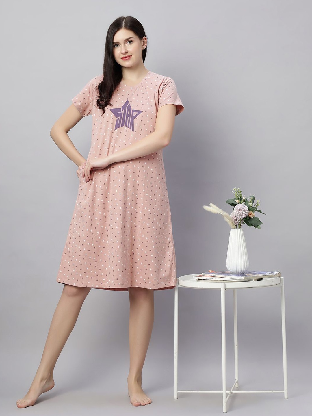 

QUIRA Printed Nightdress, Pink