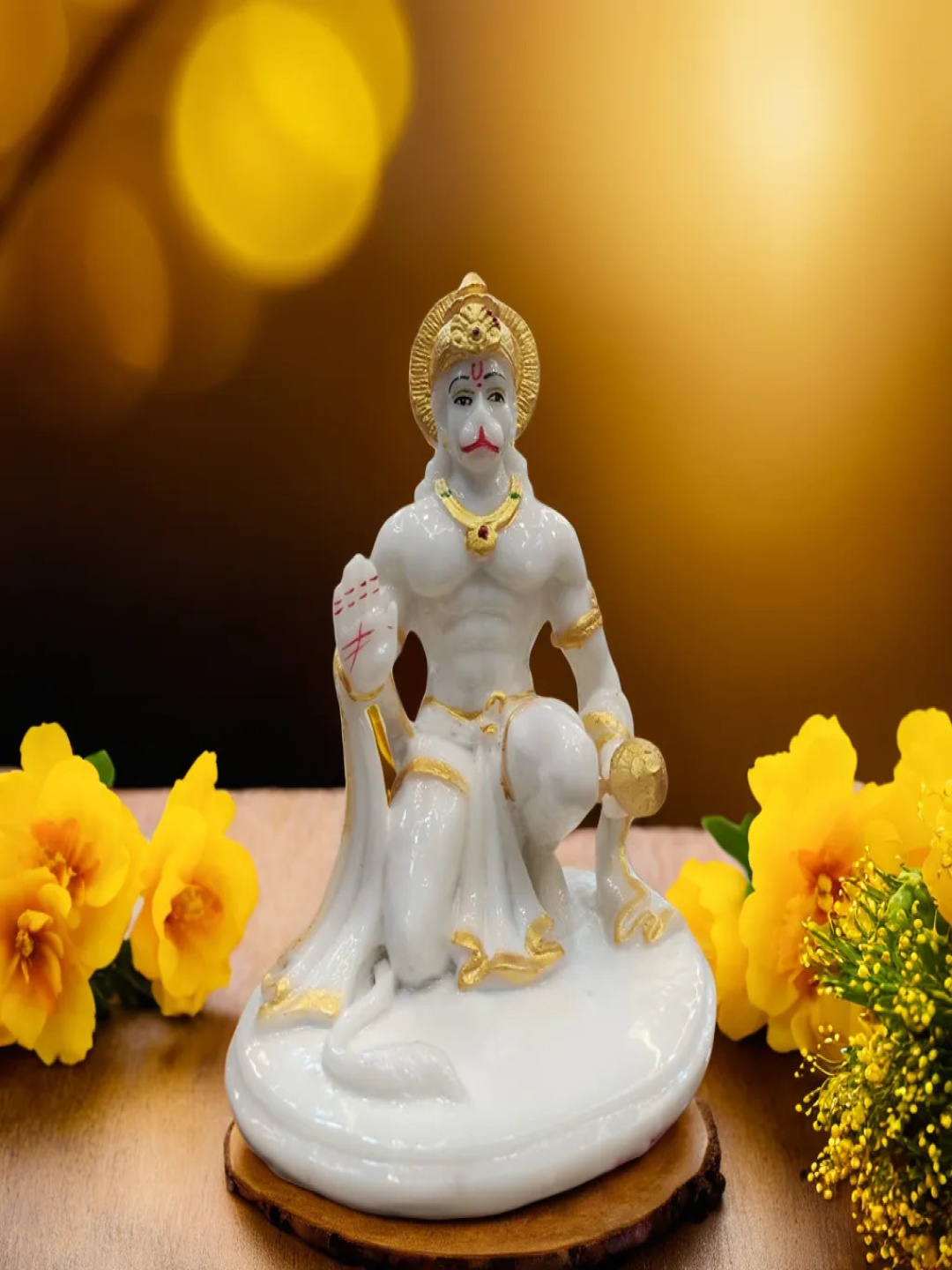 

SANKALAN CREATIONS White Lord Hanuman Religious Idol Showpiece