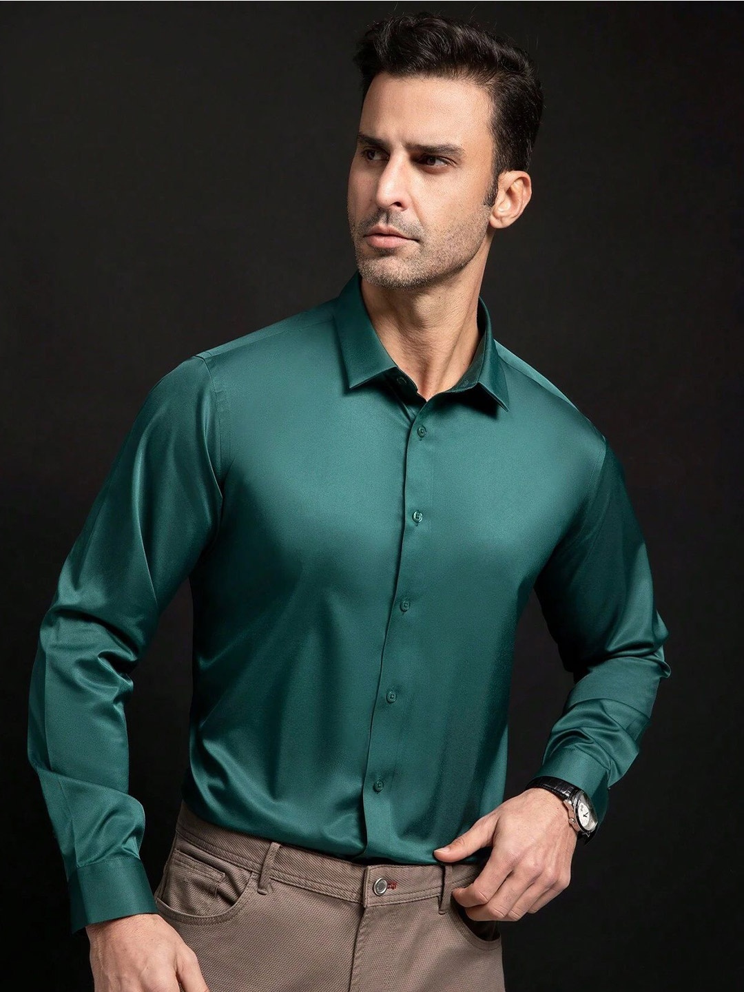 

SOLSTICE Men Comfort Opaque Party Shirt, Green