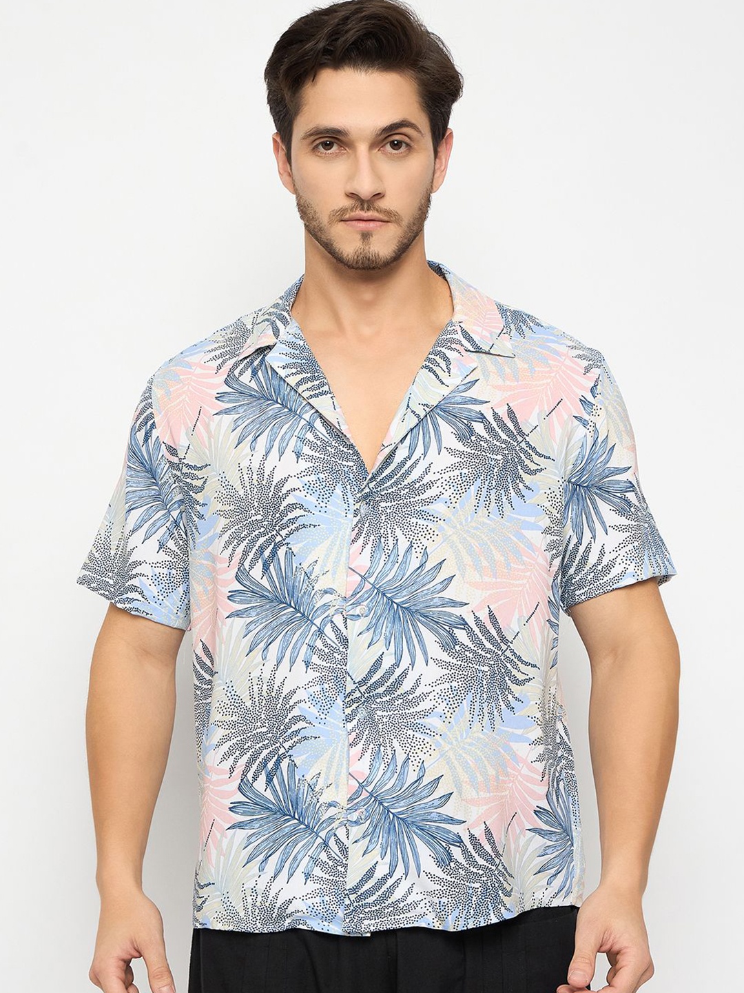 

Ranng Men Comfort Floral Opaque Printed Casual Shirt, Blue