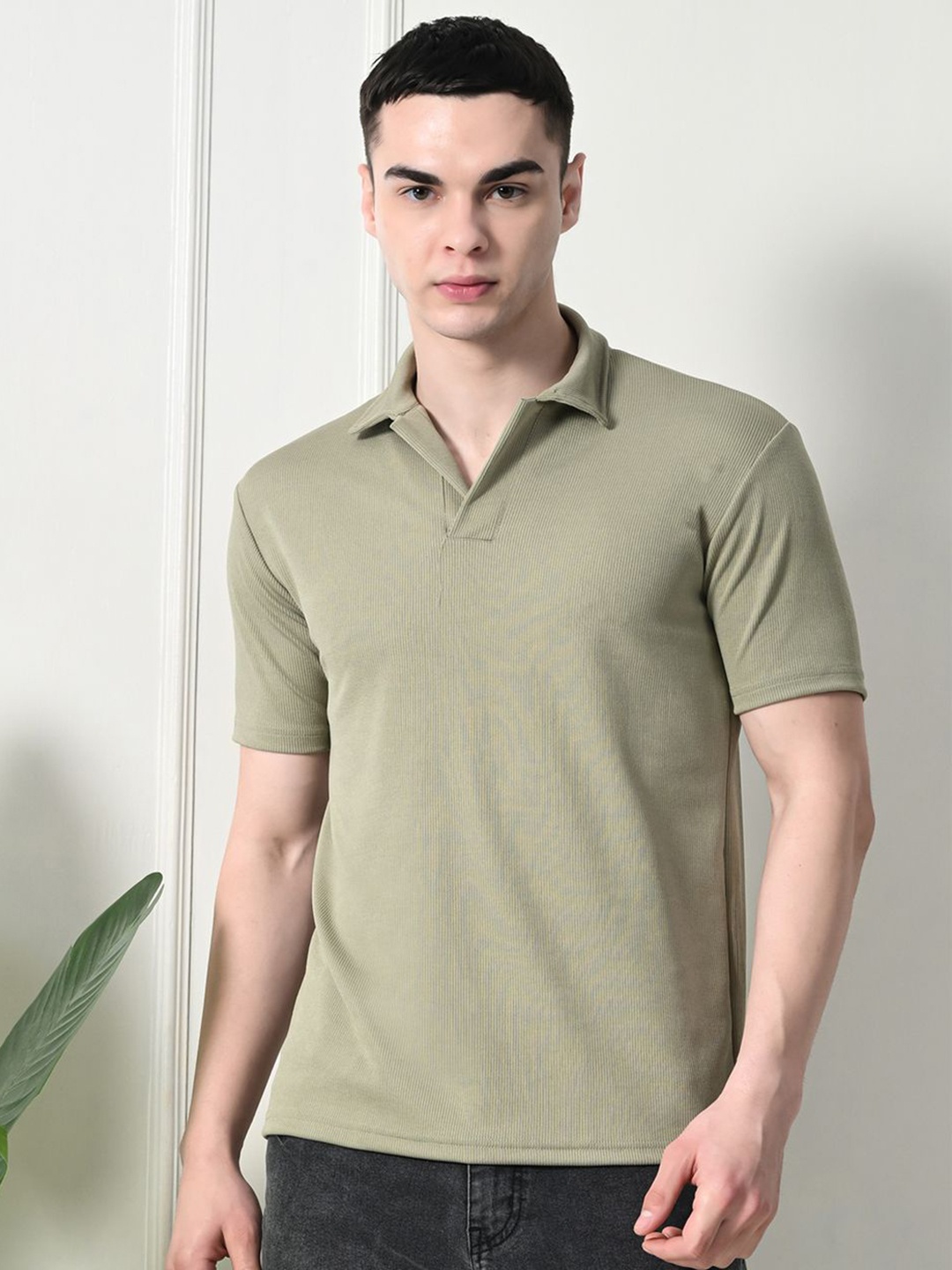 

Moda Rapido Men Self Design Polo Collar T-shirt, Green