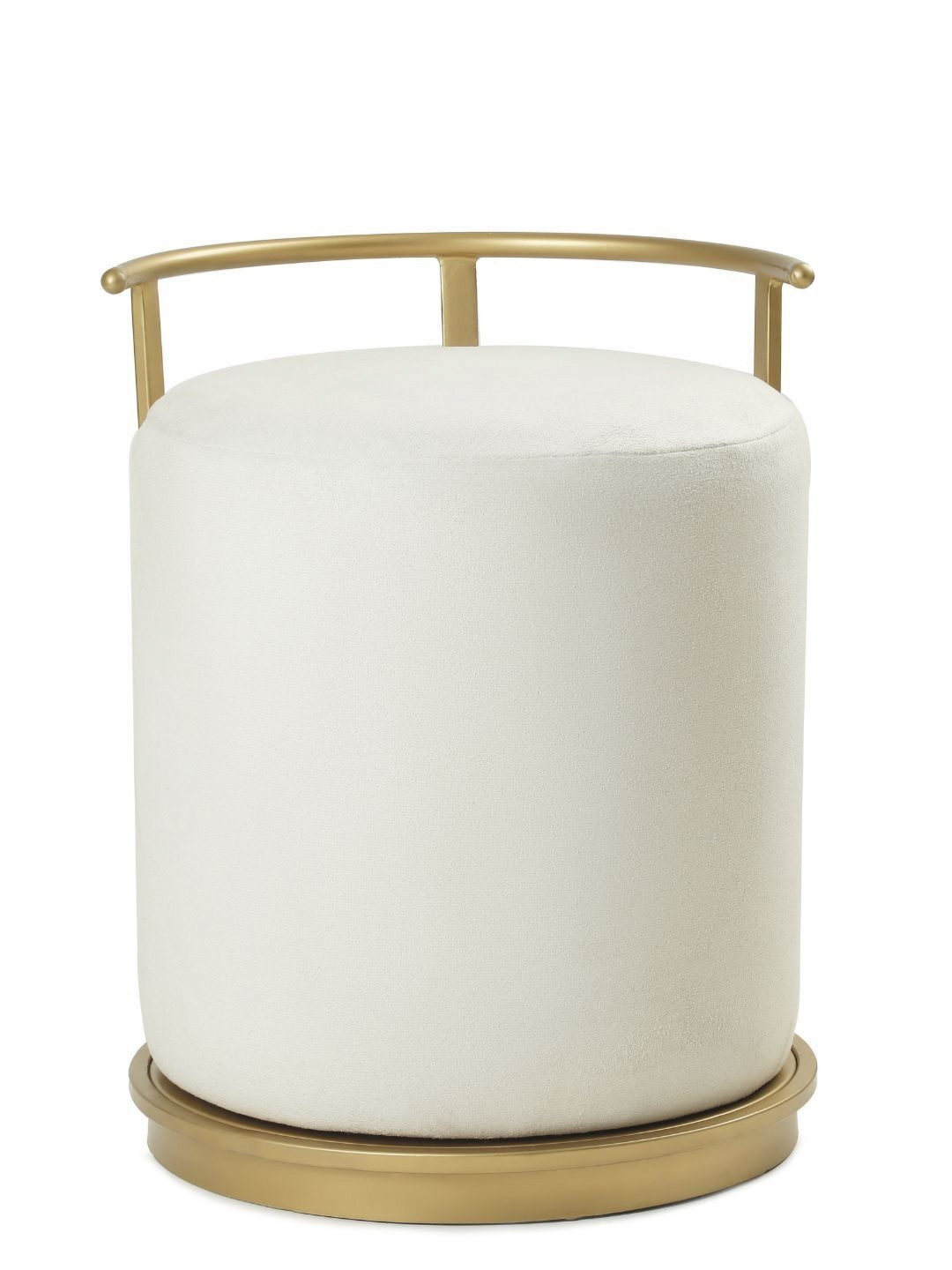 

Blck Homes White & Gold Toned Cotton Cylindrical Without Storage Leo Pouffe Ottoman