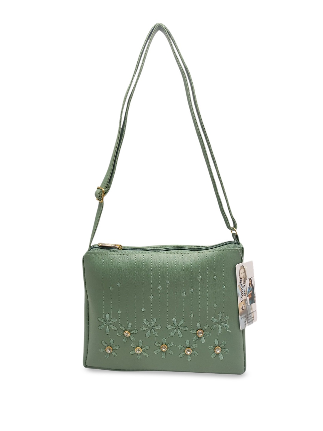 

Esmoda PU Structured Sling Bag, Green