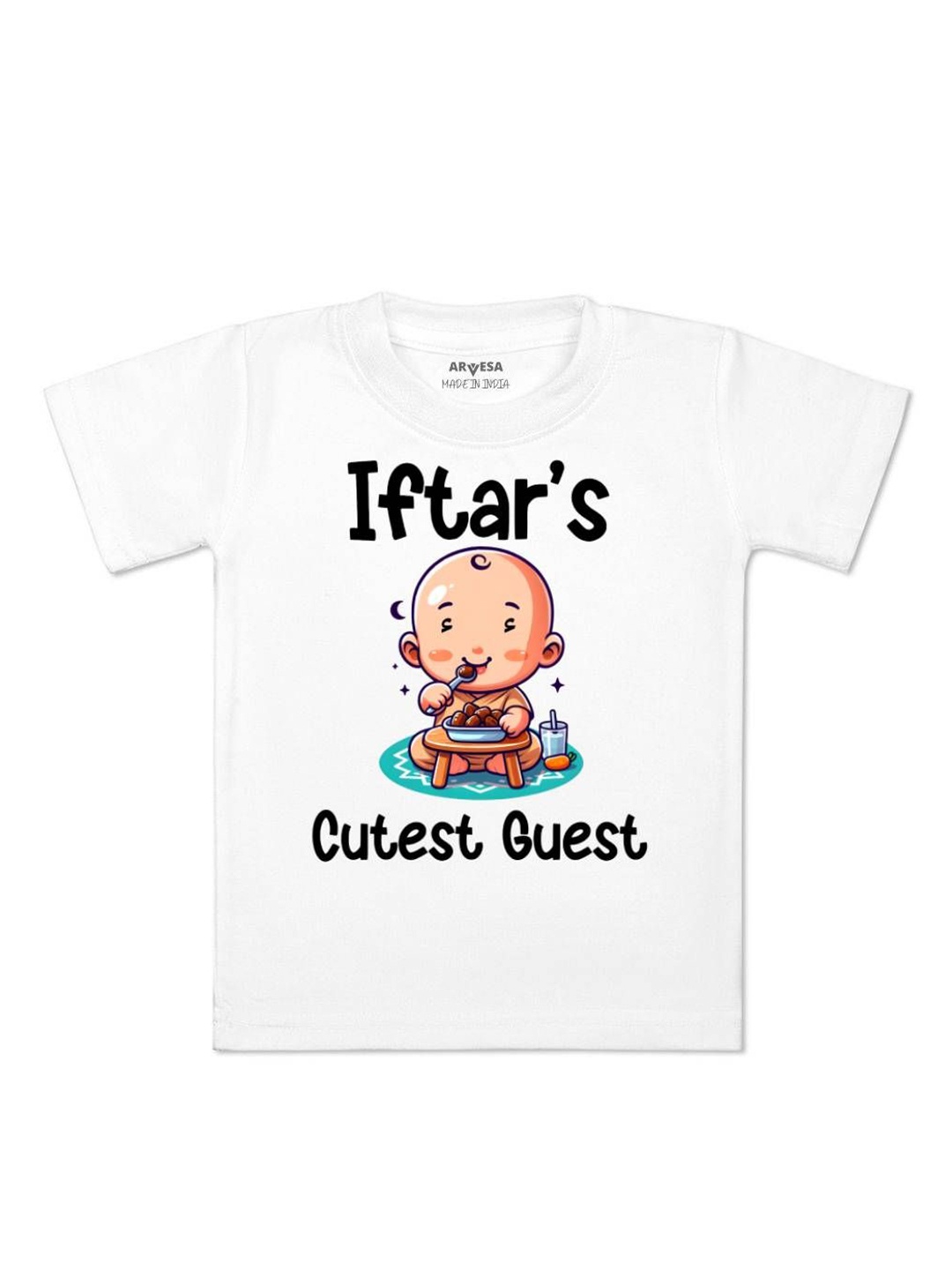 

Arvesa Iftar Cutest Guest Printed Regular Fit Tshirt, White