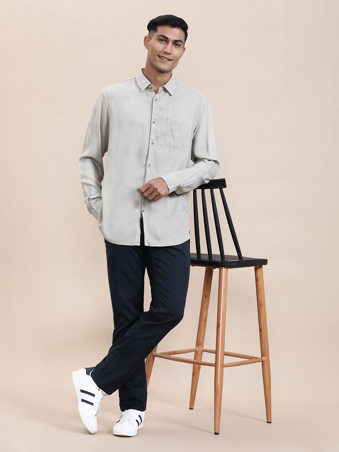 

Crocodile Men Classic Solid Comfort Shirt, Beige