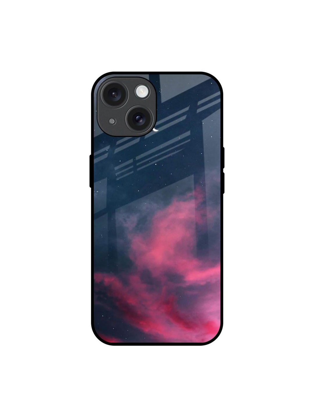 

QRIOH Moon Night Printed iPhone 15 Back Case, Blue