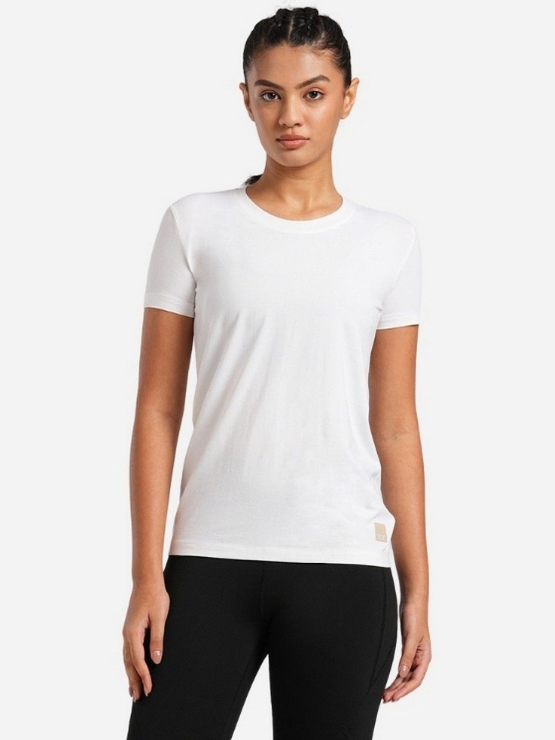 

TEGO Women Moisture Wicking Solid Round Neck Bamboo T-shirt, White