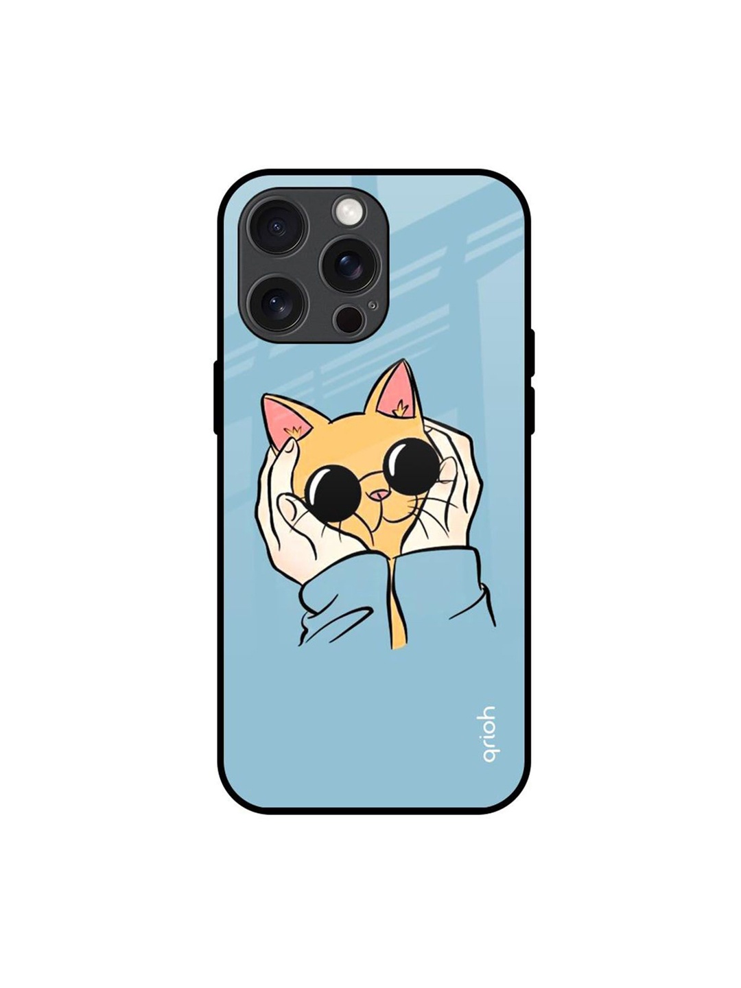 

QRIOH Adorable Cute Kitty Printed iPhone 15 Pro Max Back Case, Blue