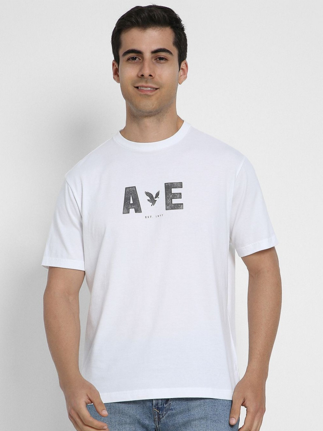 

AMERICAN EAGLE OUTFITTERS Men Typography Printed Round Neck Cotton T-shirt, White