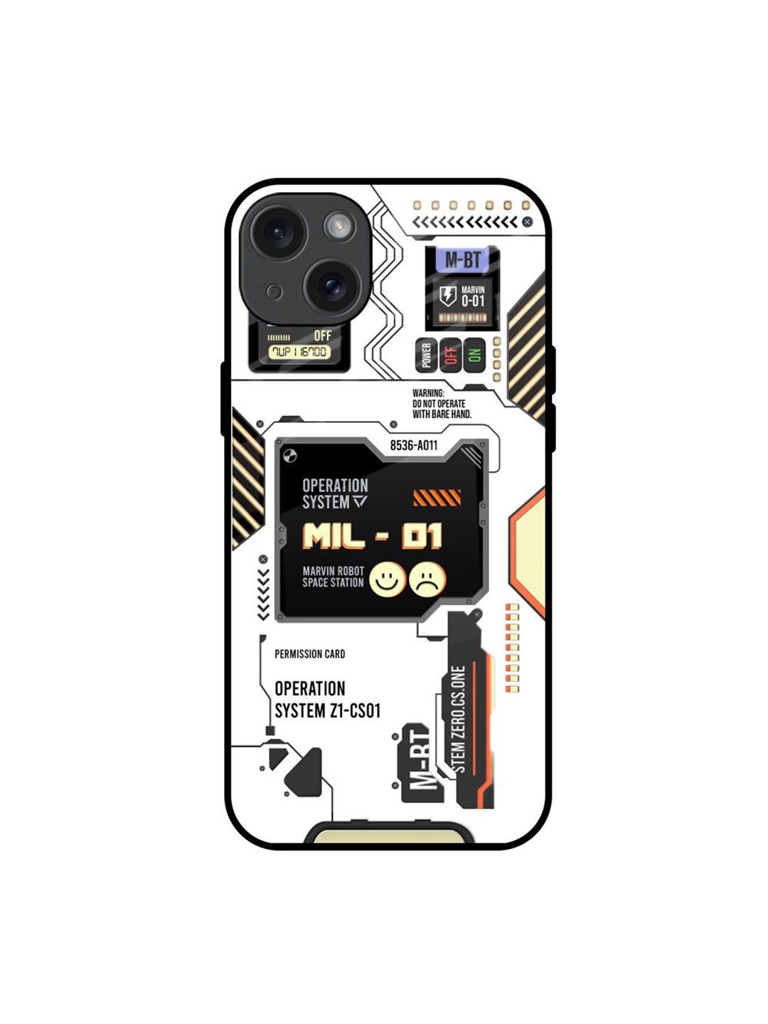 

QRIOH Tech Display Printed iPhone 15 Plus Back Case, White