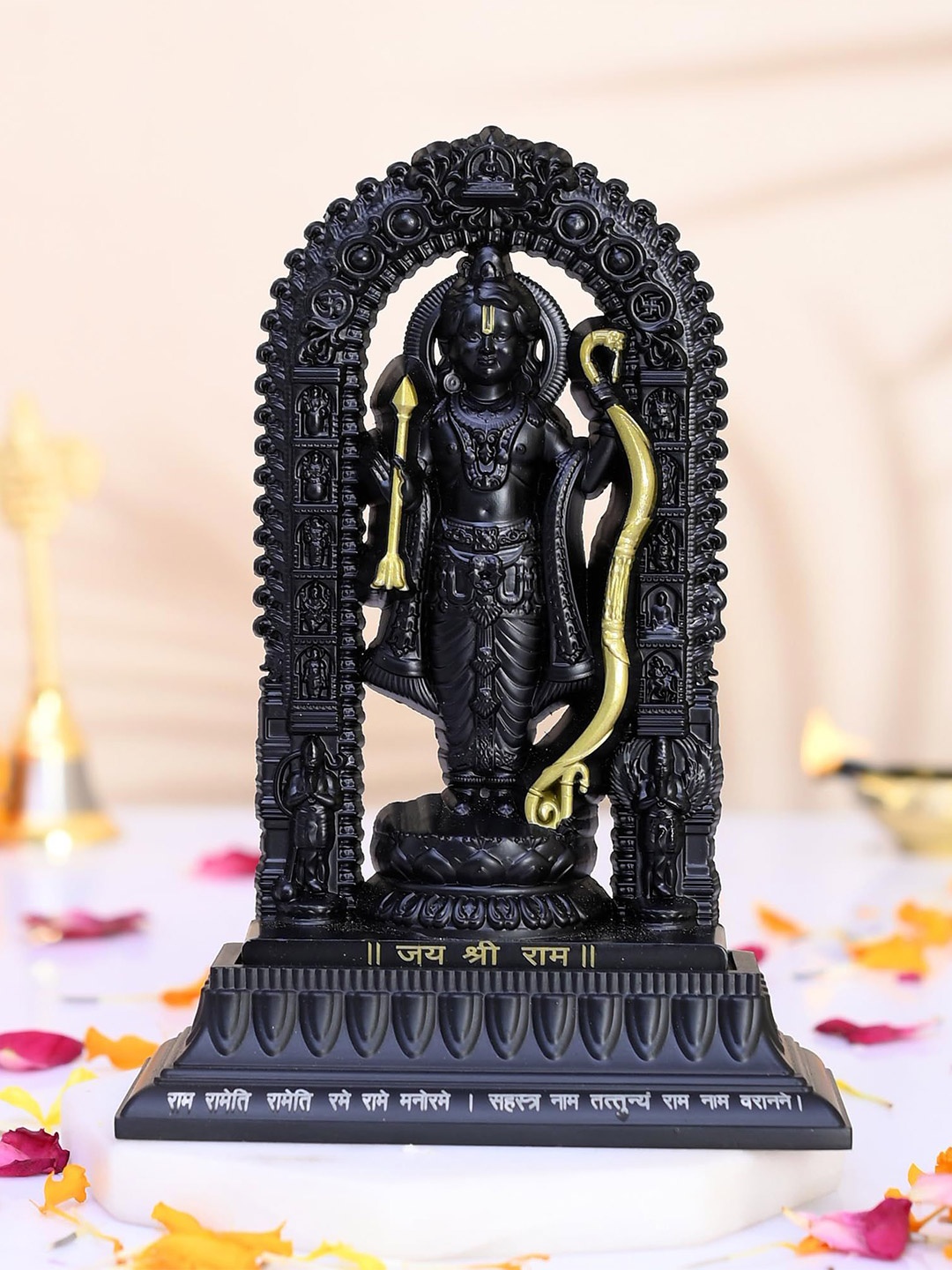 

CRAFTAM Black and Gold-Toned Shree Ram Lalla Murti Metal Religious Idol Showpiece