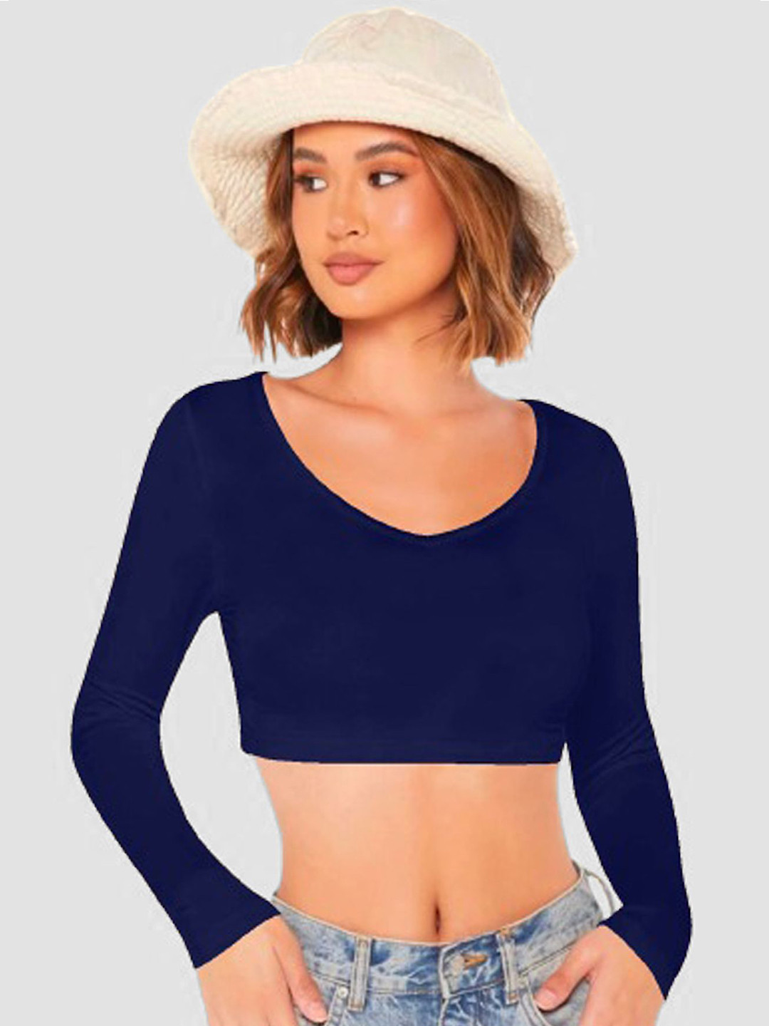 

Dream Beauty Fashion Women's Solid Crop Top, Navy blue