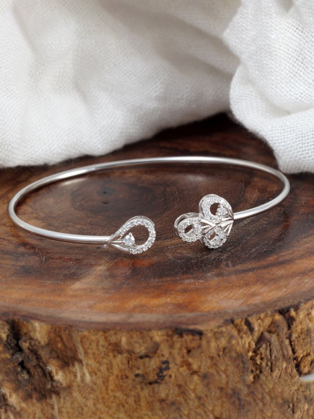 

Tuanz Silver Jewelry Women Sterling Silver Rhodium-Plated Cuff Bracelet