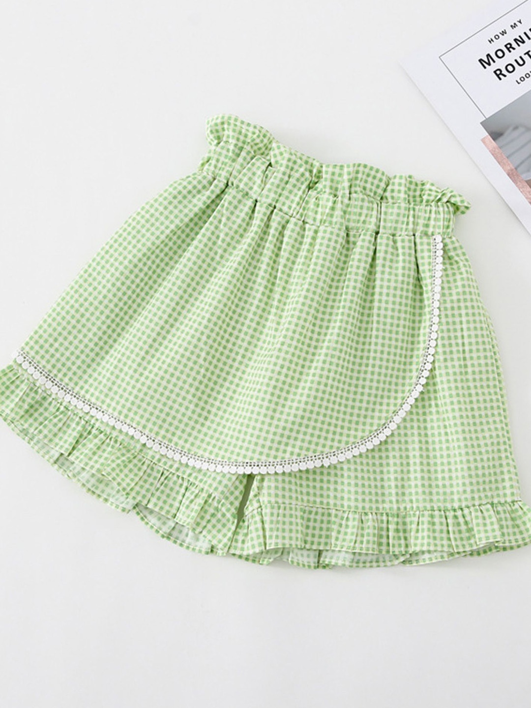 

LULU & SKY Girls Printed High-Rise Chino Shorts, Green