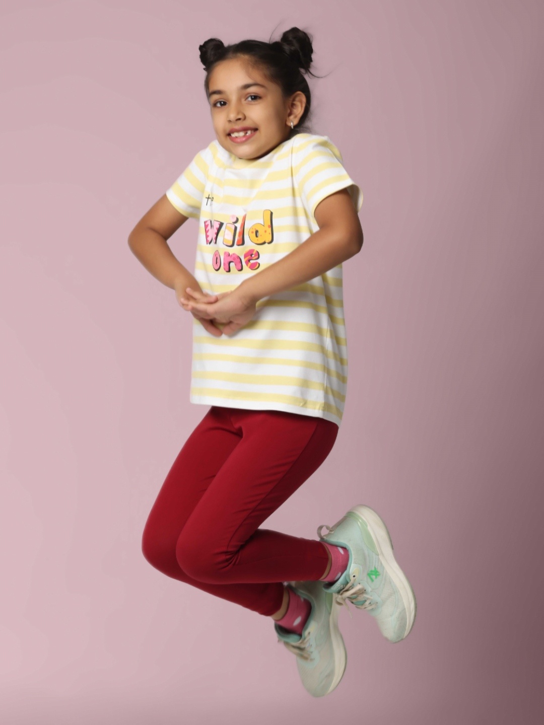 

PILOLO Girls Striped Round Neck Cotton T-shirt, Yellow