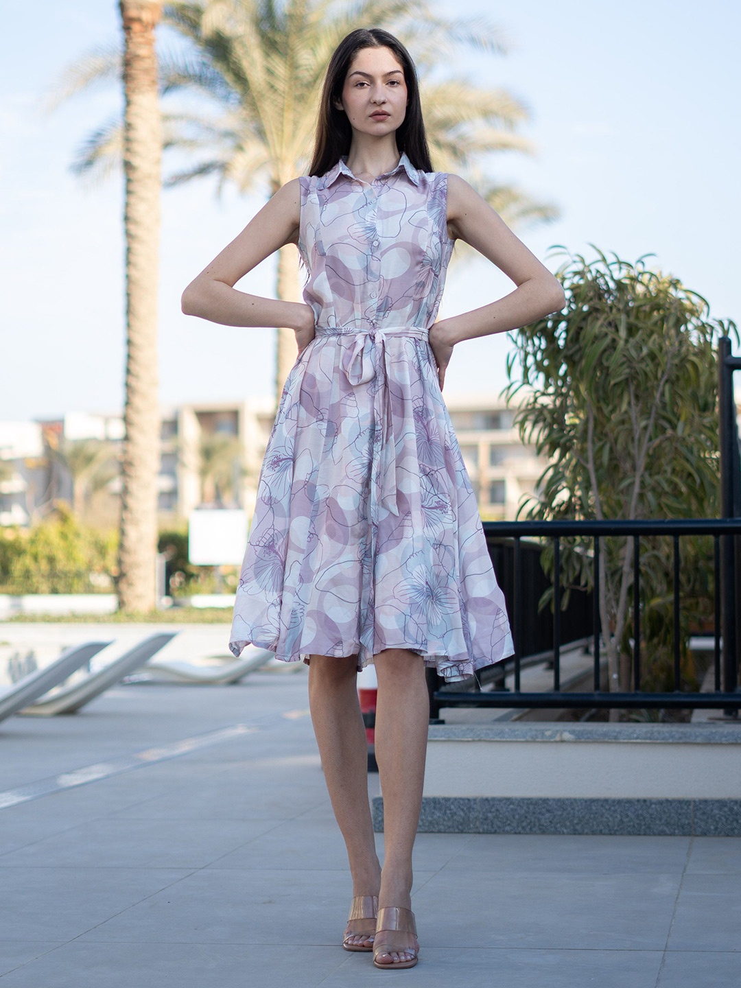 

SANSKRUTIHOMES Women Floral Printed A-Line Dress, Off white