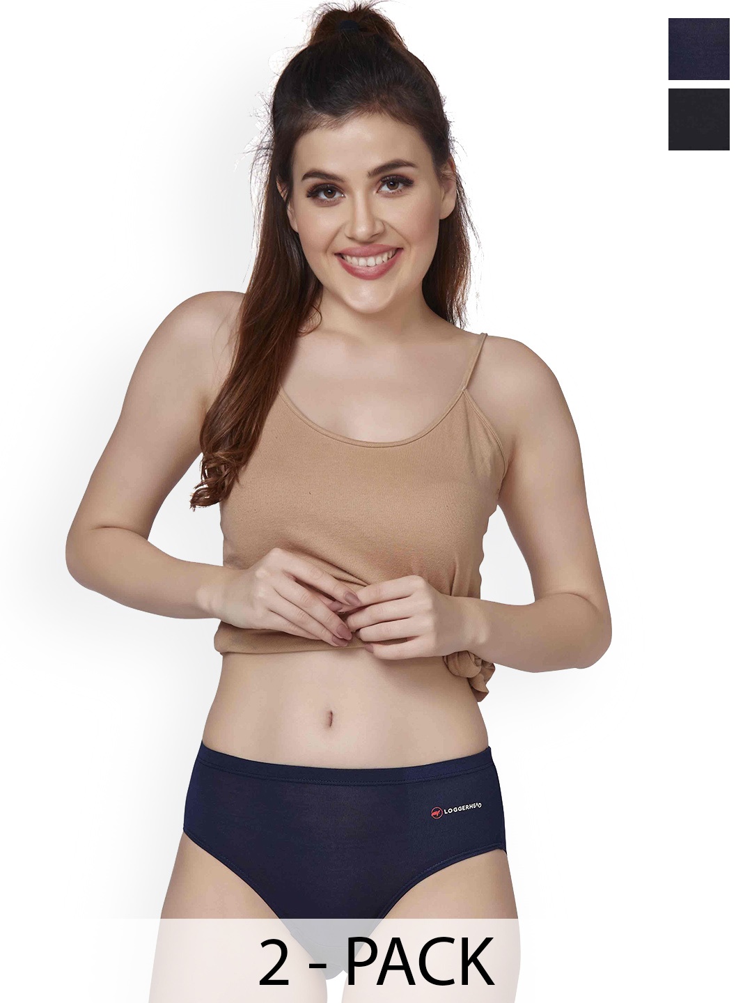 

LOGGERHEAD Pack Of 2 Cotton Bikini Briefs LHMH013-Black-NavyBlue