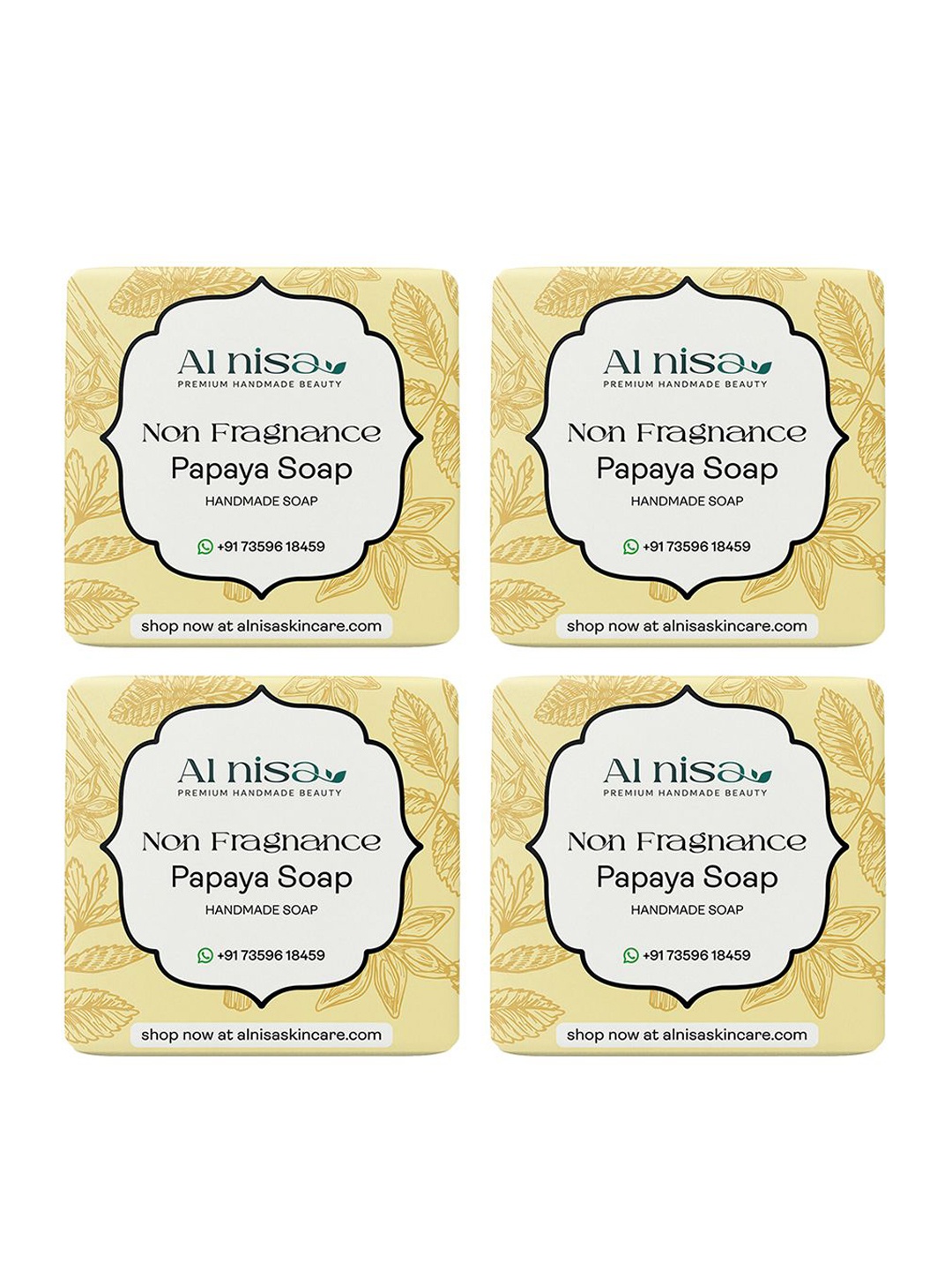 

Al Nisa Set Of 4 Papaya Milk Handmade Soap- 100 g, Orange