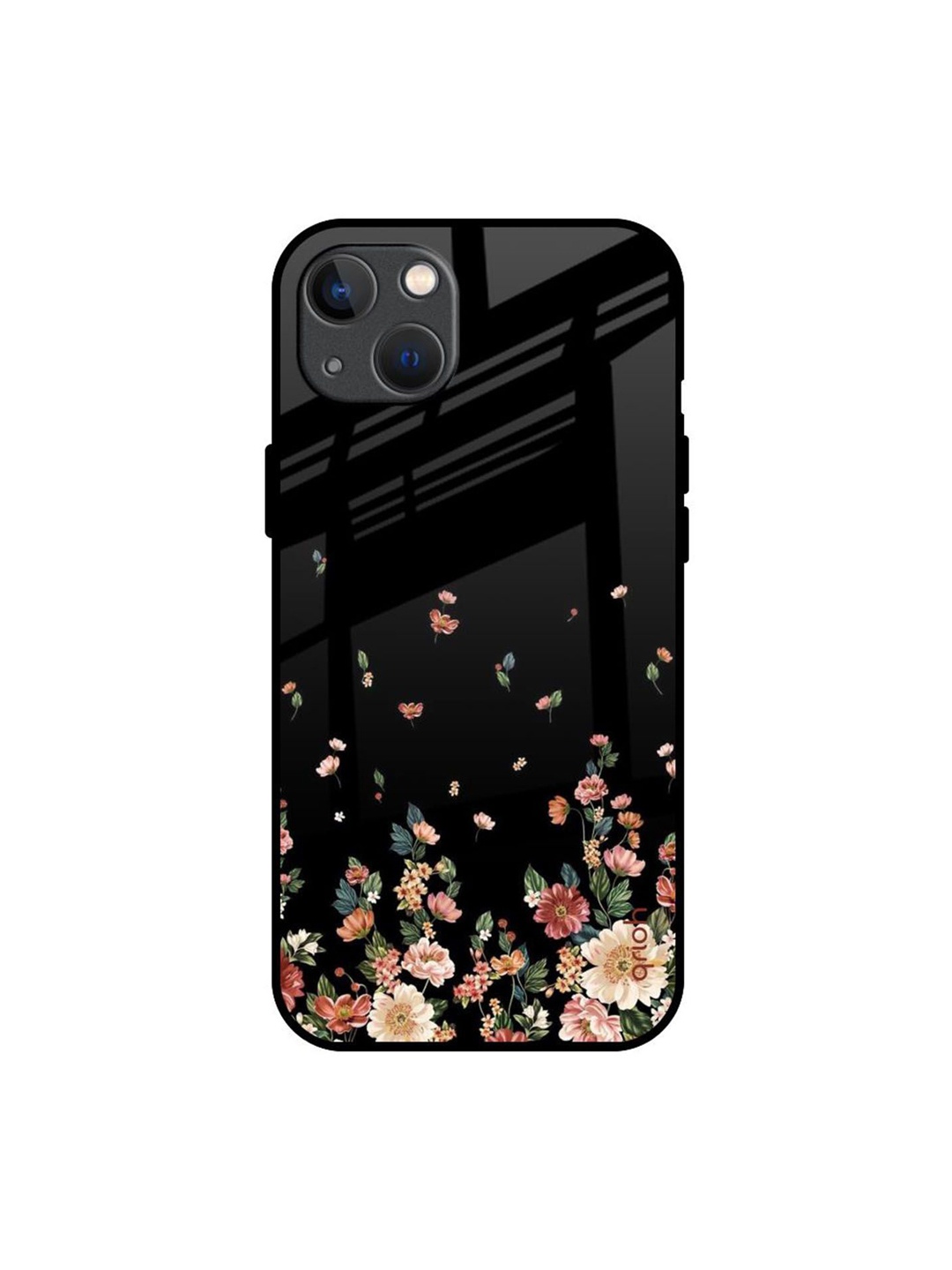 

QRIOH Floating Floral Print Printed iPhone 13 Back Case, Black