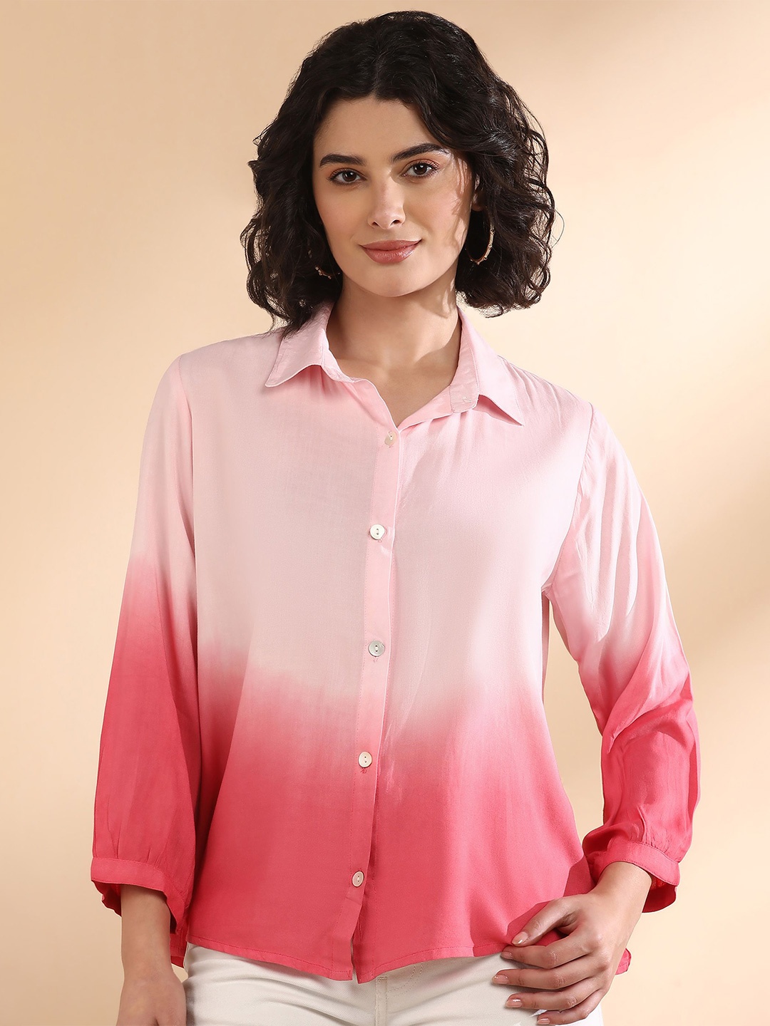 

Maaesa Women Original Opaque Casual Shirt, Pink