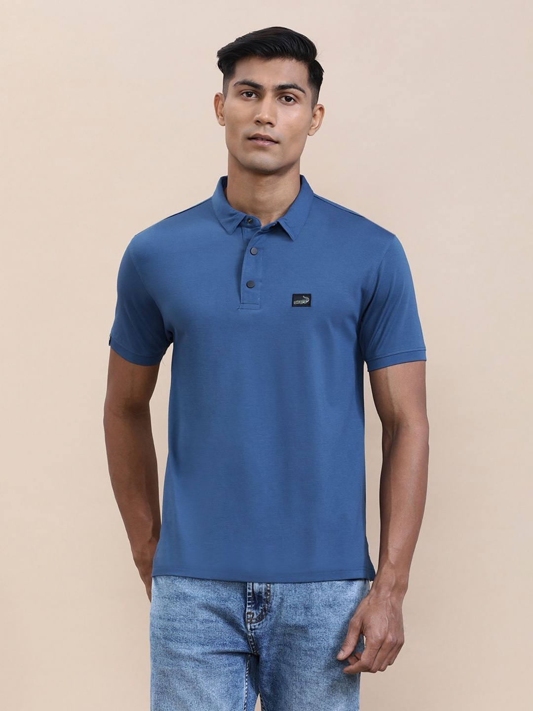 

Crocodile Men Tencel Stretch Slim Fit Polo T-shirt, Blue