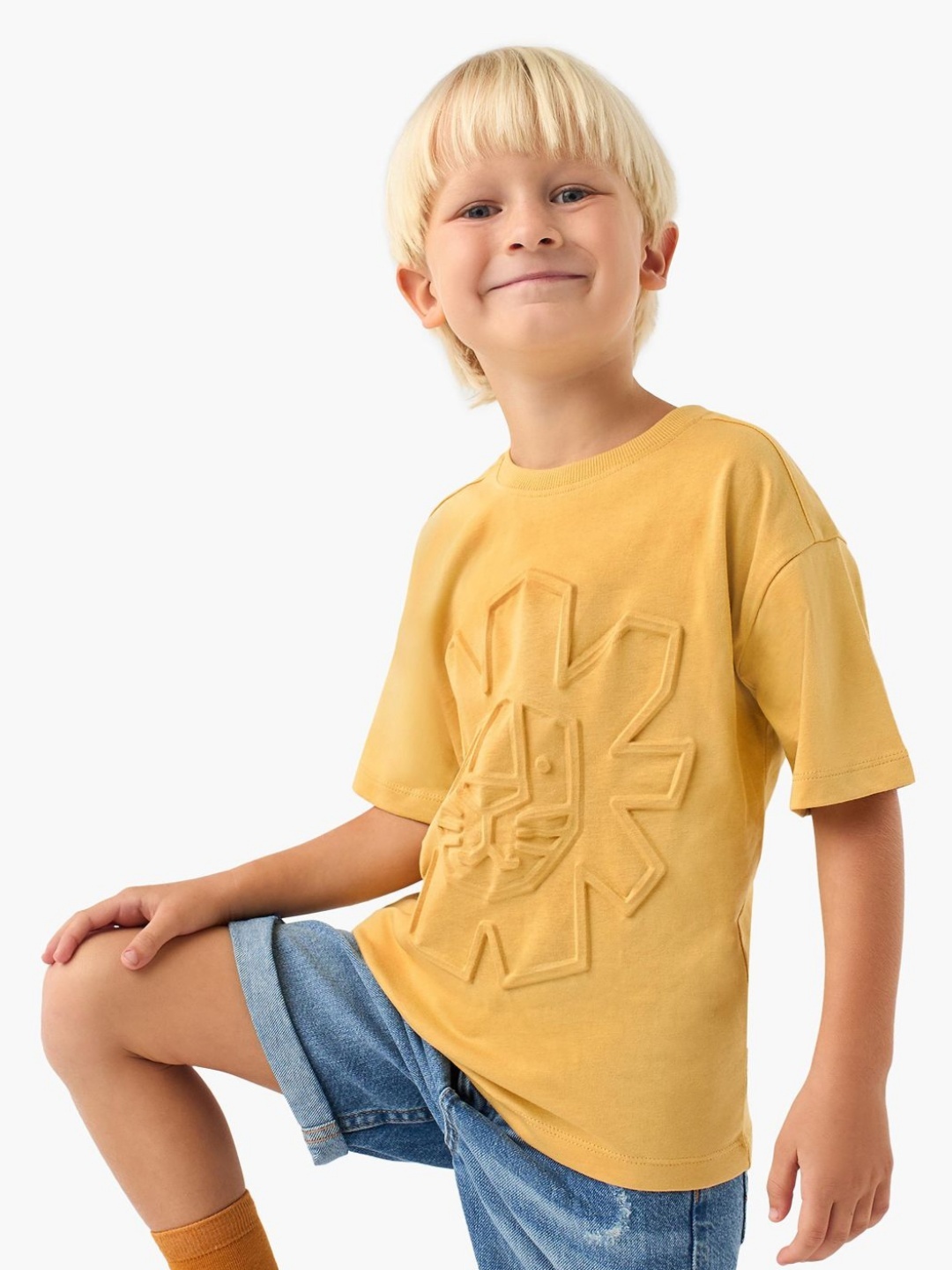 

Juniors by Babyshop Boys Graphic Printed Round Neck Cotton T-shirt, Yellow
