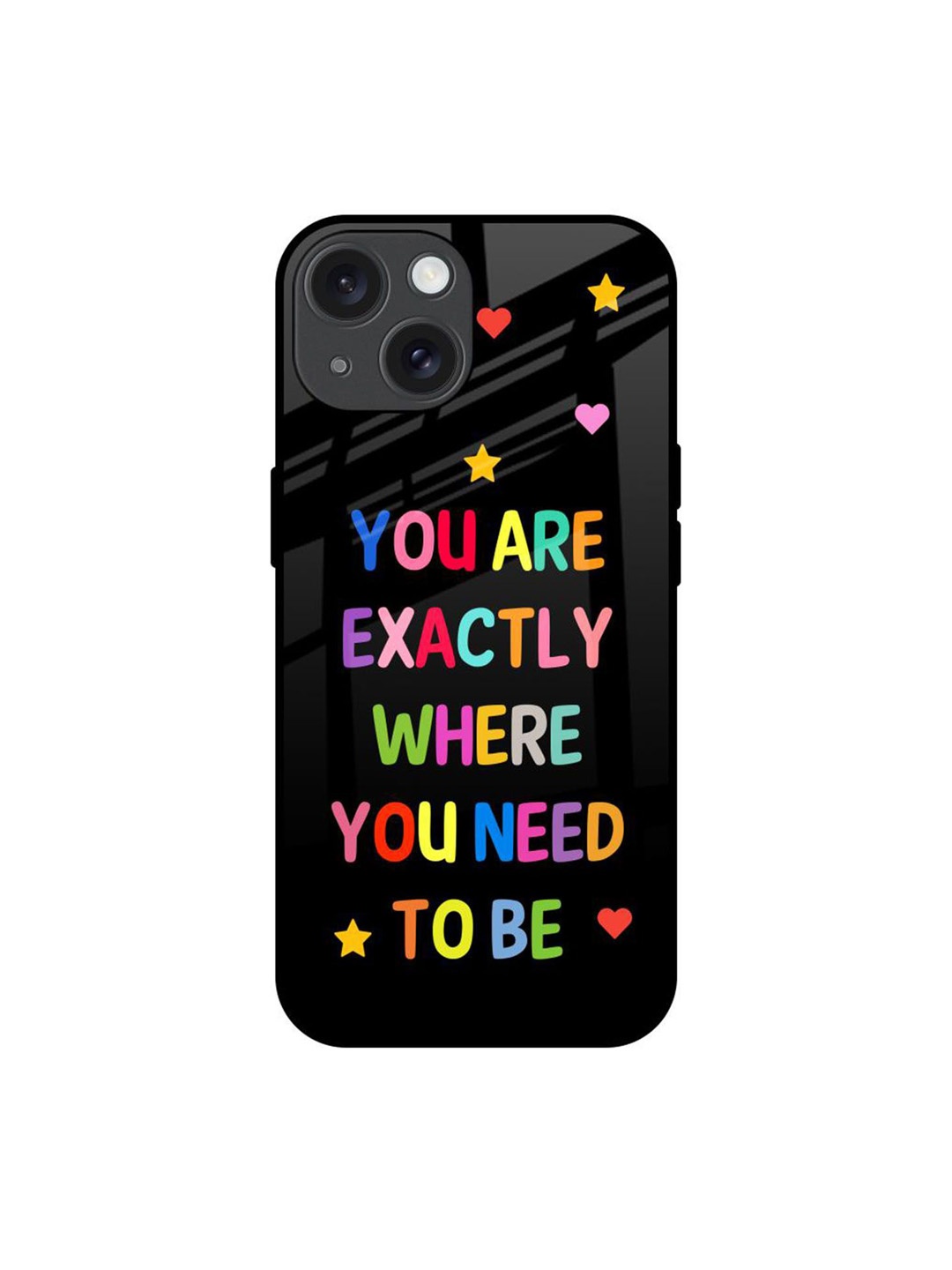 

QRIOH Magical Words Printed iPhone 15 Back Case, Black