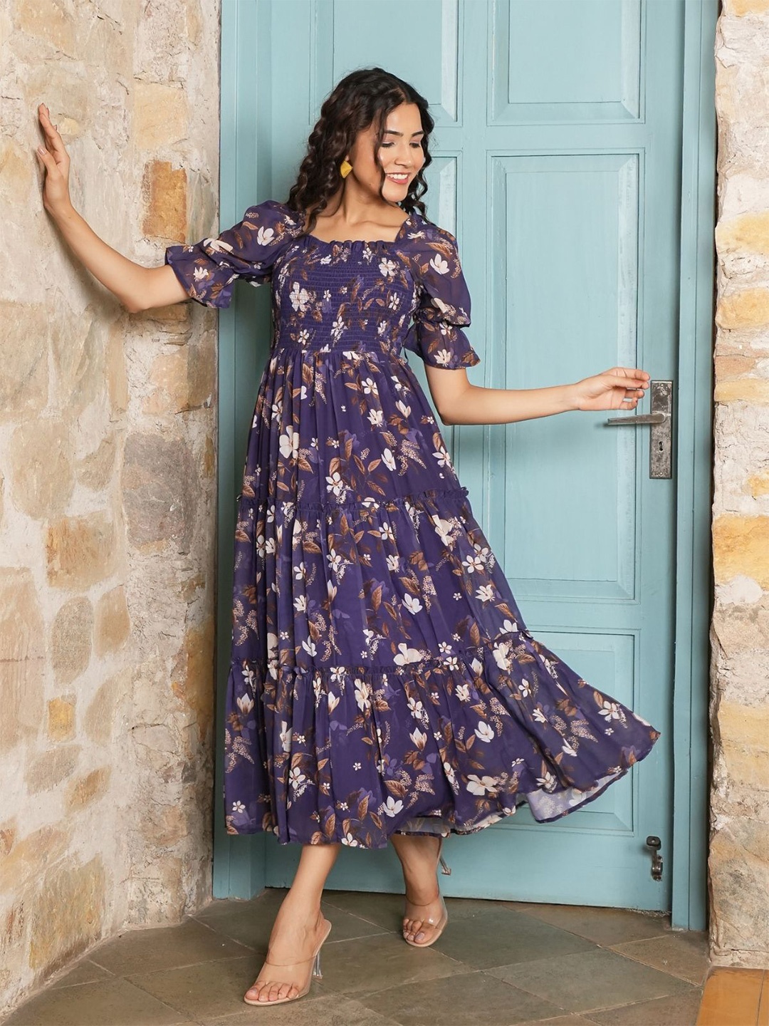 

NOUN Women Floral Printed Maxi Dress, Purple