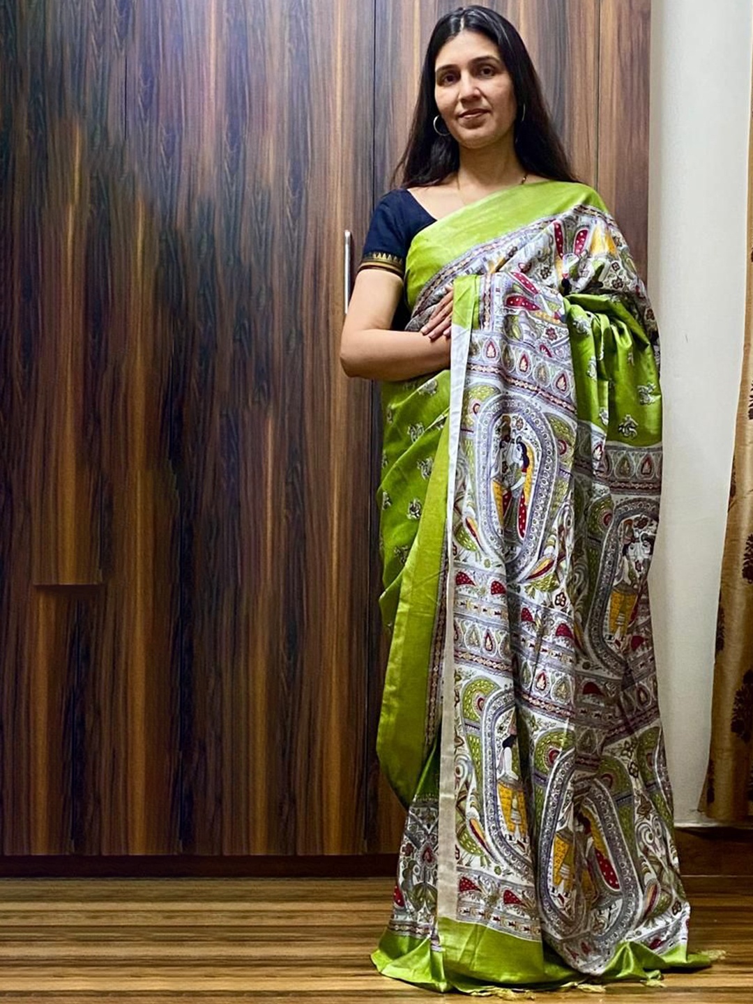 

Eternal Pehnawa Ethnic Motifs Printed Saree, Green