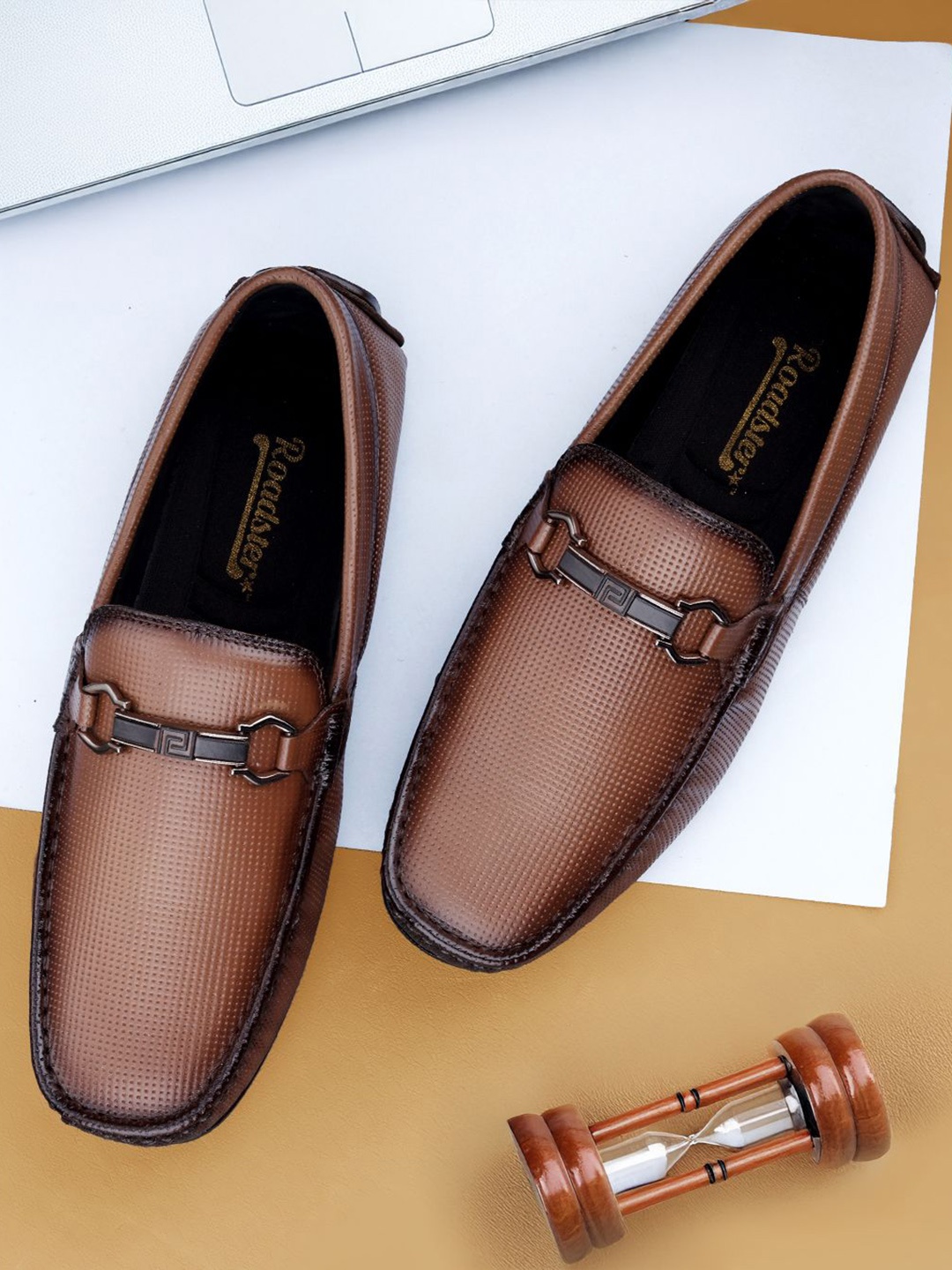 

The Roadster Lifestyle Co Men Leather Casual Loafers, Tan