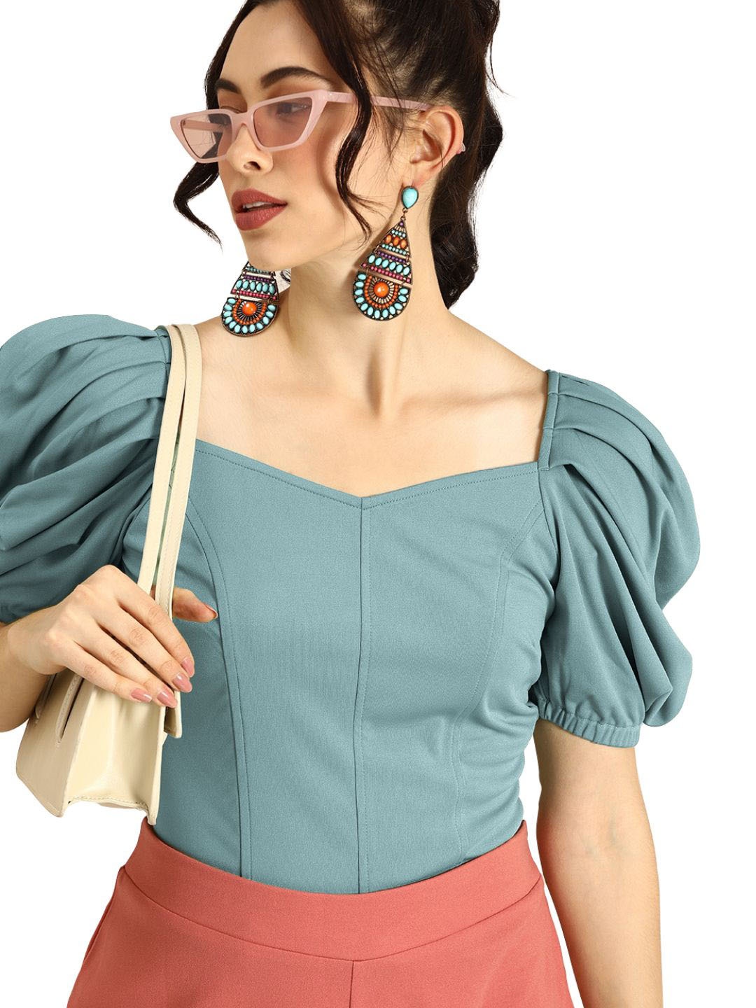 

CORSICA Women V-Neck Pockets T-shirt, Sea green