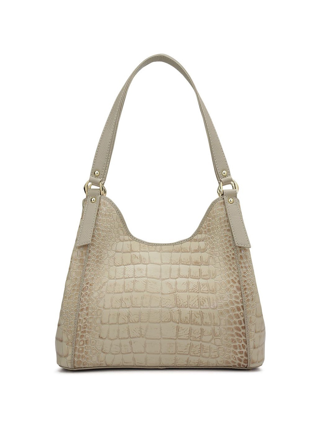 

Da Milano Animal Textured Leather Structured Tote Bag with Quilted, White