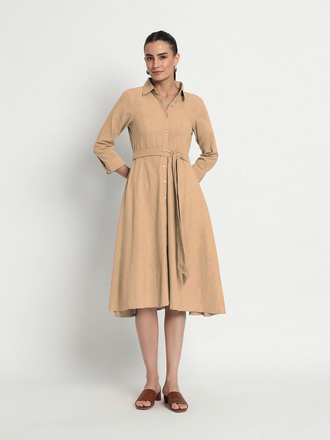 

Thevasa Beige Knots And Knots Dress