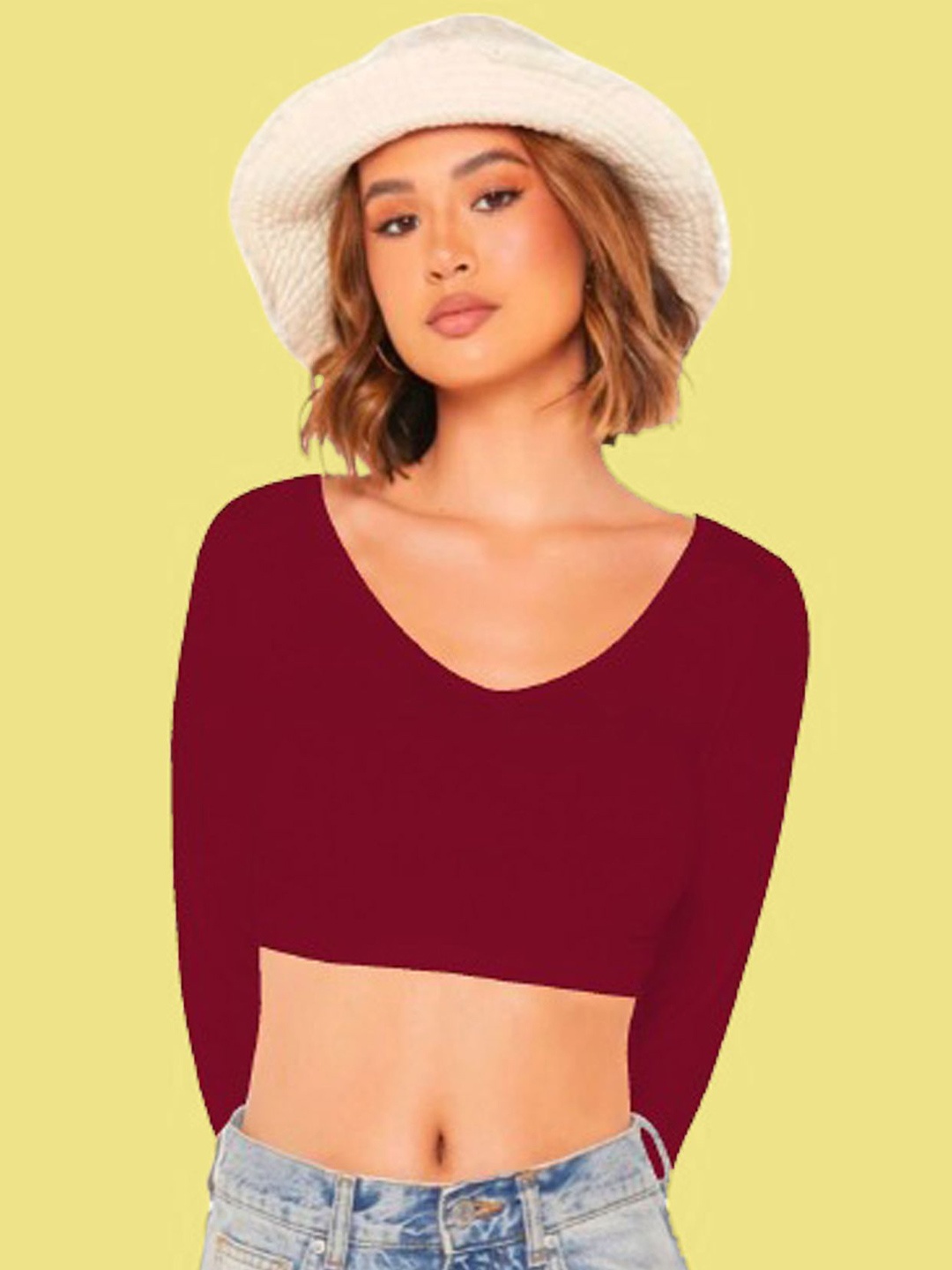 

Dream Beauty Fashion Women Fitted Crop Top, Maroon