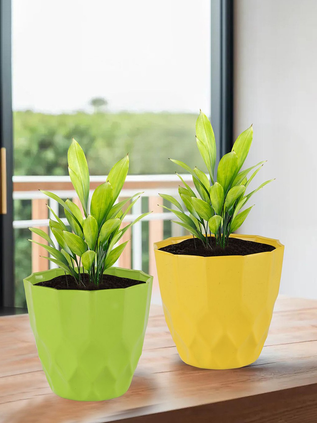 

Kuber Industries Yellow & Green 6 Pieces Barfi Pattern Flower Pots for Garden