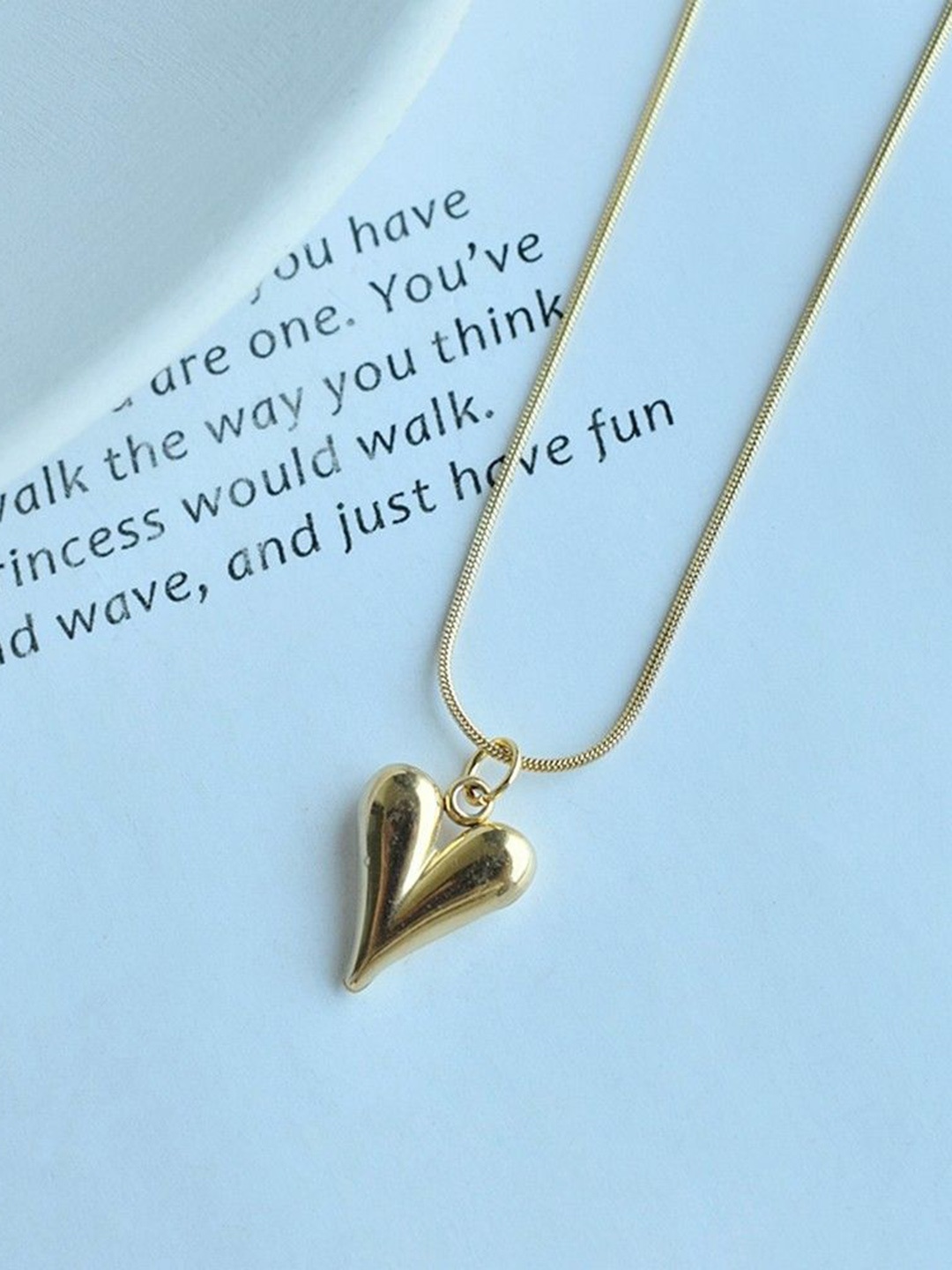 

DressBerry Gold-Plated Stainless Steel Heart Shaped Anti Tarnish Pendants With Chains